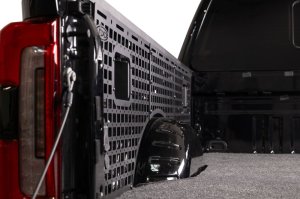 Ford Super Duty F-250 Molle Panel - Driver Side - Addictive Desert Designs - Bed Side Accessory Mounting Panel - Hammer Black - `23-`26 Ford Super Duty F-250 Molle Panel - Driver Side - Addictive Desert Designs - Bed Side Accessory Mounting Panel - Hammer Black - `23-`26